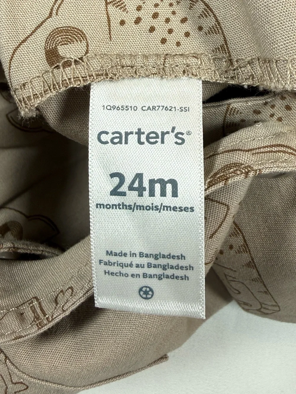 CARTER’S Boys Chameleon Shortalls Romper 24m Safari Animal Overalls Zoo Explorer